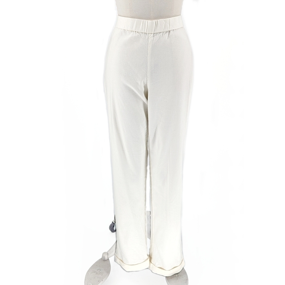 J Jill Wide Leg Linen Pant White M preppy classic nautical summer coastal grandm
